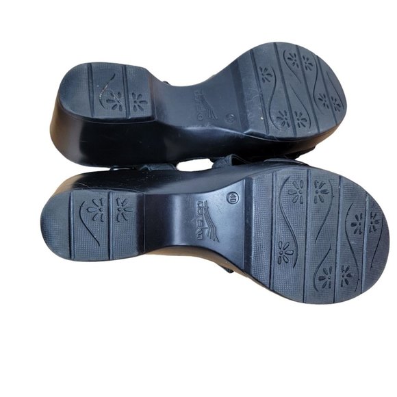 Dansko Jamey Sandal Heels Clogs Black Leather Platform Ankle Strap 40 / 9.5-10 - Picture 5 of 6